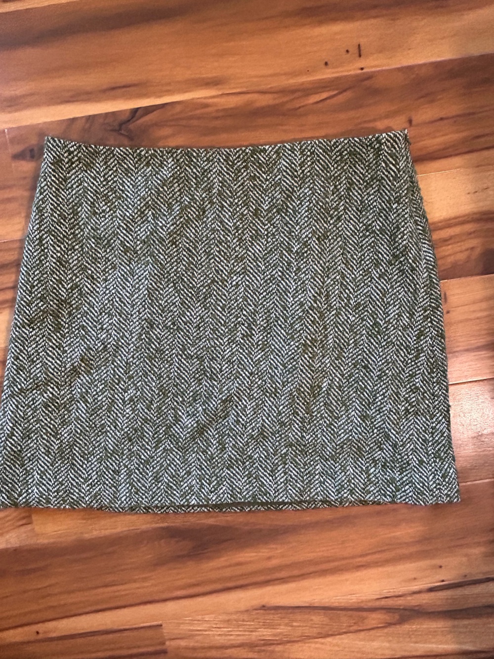 J. Crew Herringbone Midi Skirt - Olive & Cream